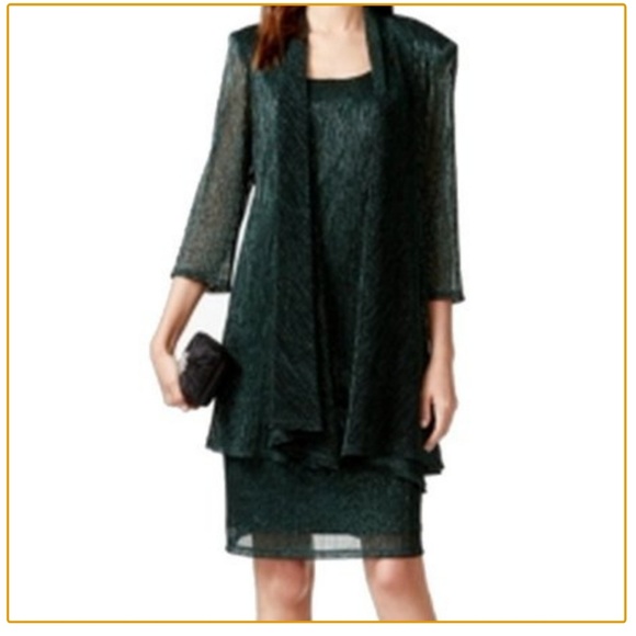 R&M Richards Dresses & Skirts - NWT Gorgeous sparkly green/black dress 16W